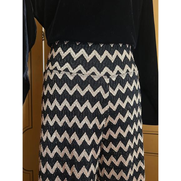 Palazzo knitted pants in beige and black, size M - Picture 3 of 5